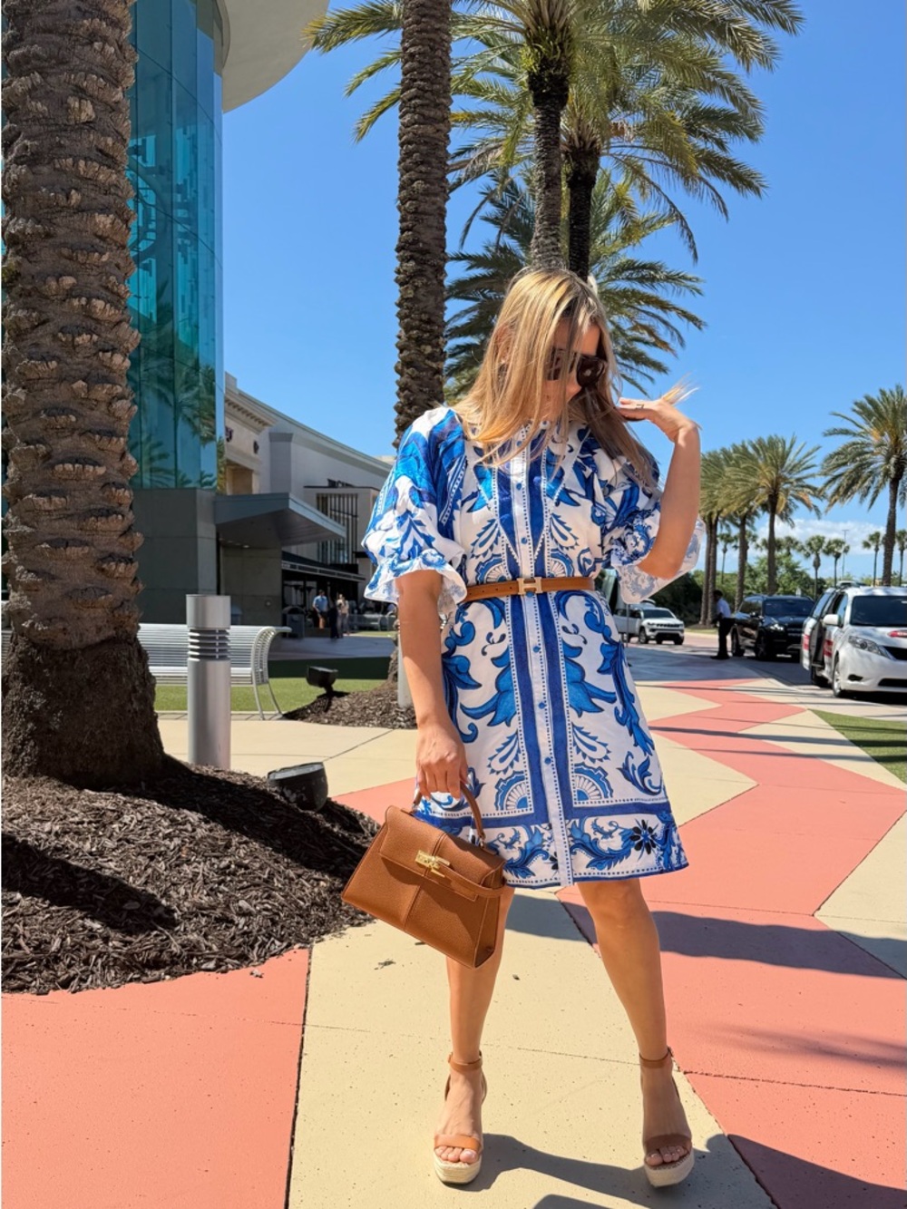 Blue and White Hannah Midi Dress
